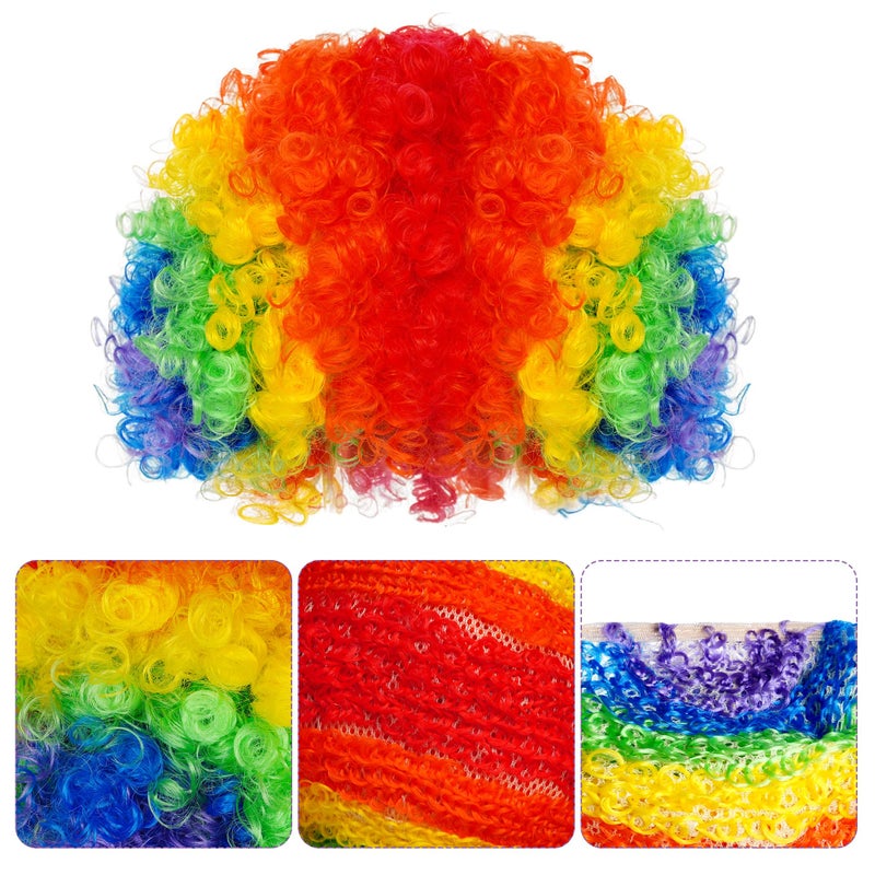 jiebor Clown Costume Set Clown Rainbow Wig Nose Bow Tie White Gloves Accessories for Parties Carnivals Pretend Play Women Men Adults - Image 2